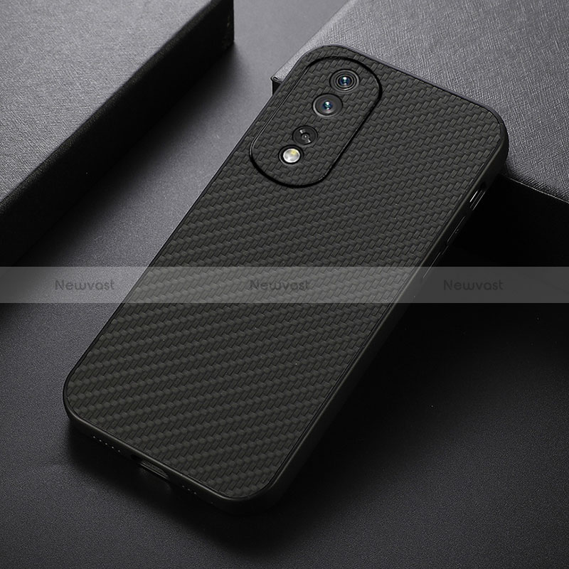 Soft Luxury Leather Snap On Case Cover B07H for Huawei Honor 80 Pro Flat 5G Black