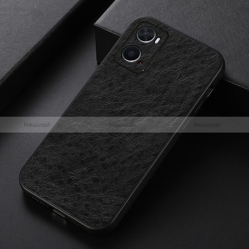 Soft Luxury Leather Snap On Case Cover B07H for Oppo A36 Black