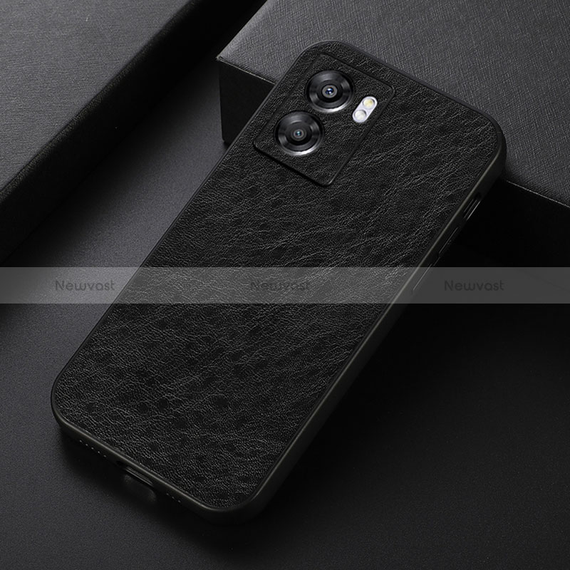 Soft Luxury Leather Snap On Case Cover B07H for Oppo A57 5G Black