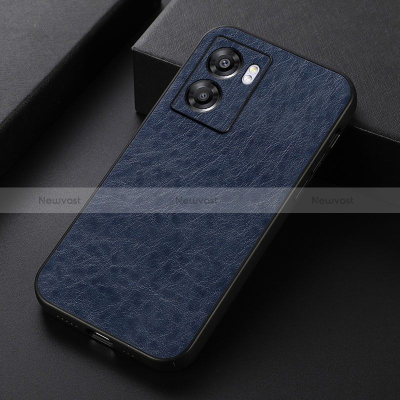 Soft Luxury Leather Snap On Case Cover B07H for Oppo A77 5G Blue