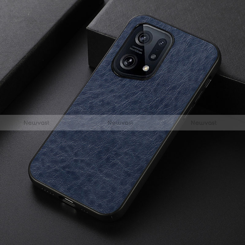 Soft Luxury Leather Snap On Case Cover B07H for Oppo Find X5 5G Blue