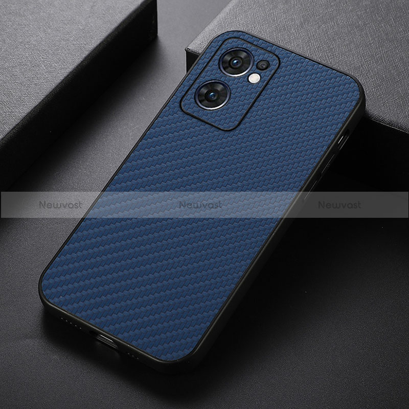 Soft Luxury Leather Snap On Case Cover B07H for Oppo Find X5 Lite 5G Blue