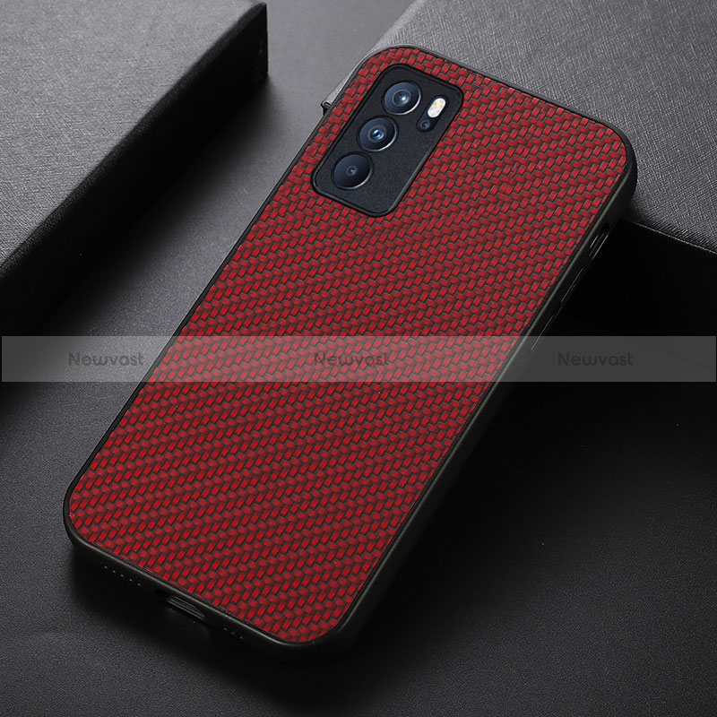 Soft Luxury Leather Snap On Case Cover B07H for Oppo Reno6 Pro 5G India Red