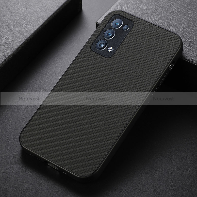 Soft Luxury Leather Snap On Case Cover B07H for Oppo Reno6 Pro+ Plus 5G Black