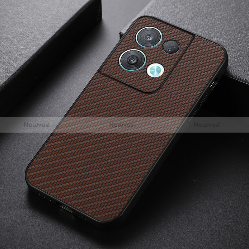 Soft Luxury Leather Snap On Case Cover B07H for Oppo Reno8 5G Brown