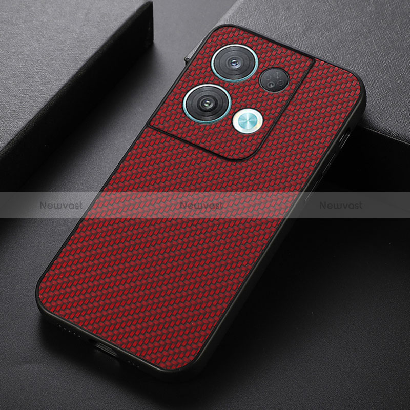 Soft Luxury Leather Snap On Case Cover B07H for Oppo Reno8 5G Red