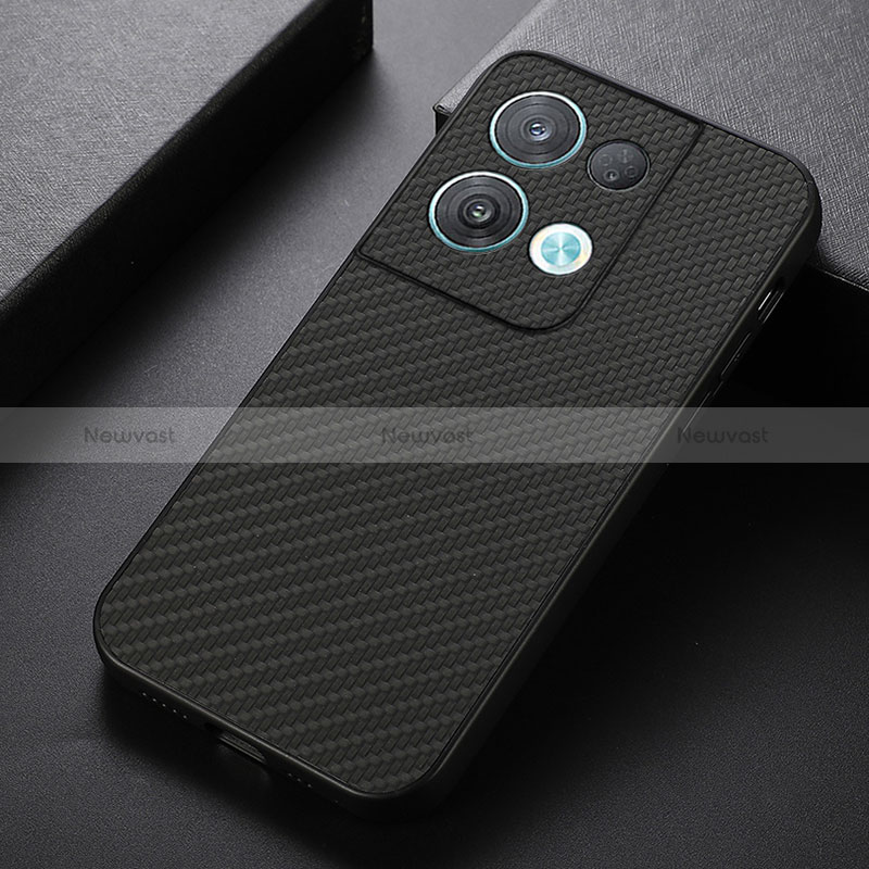 Soft Luxury Leather Snap On Case Cover B07H for Oppo Reno9 Pro 5G Black