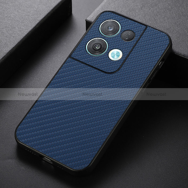 Soft Luxury Leather Snap On Case Cover B07H for Oppo Reno9 Pro 5G Blue