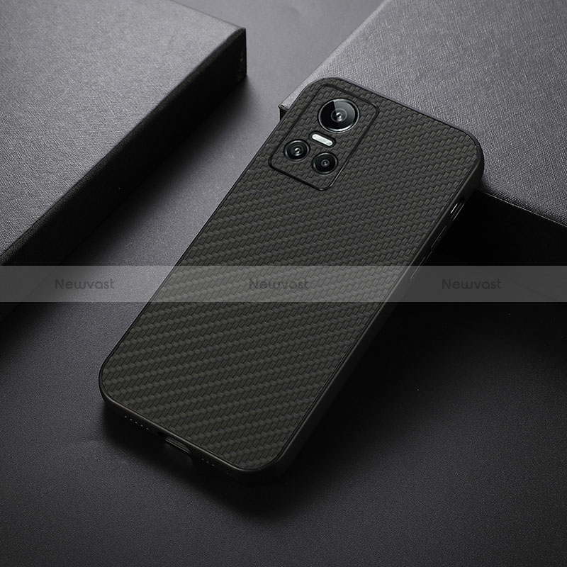 Soft Luxury Leather Snap On Case Cover B07H for Realme GT Neo3 5G Black