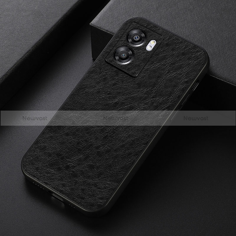 Soft Luxury Leather Snap On Case Cover B07H for Realme Q5i 5G Black