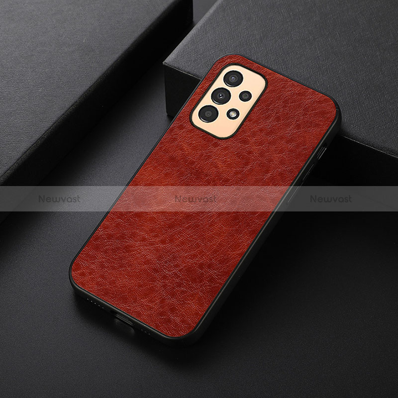 Soft Luxury Leather Snap On Case Cover B07H for Samsung Galaxy A13 4G Brown