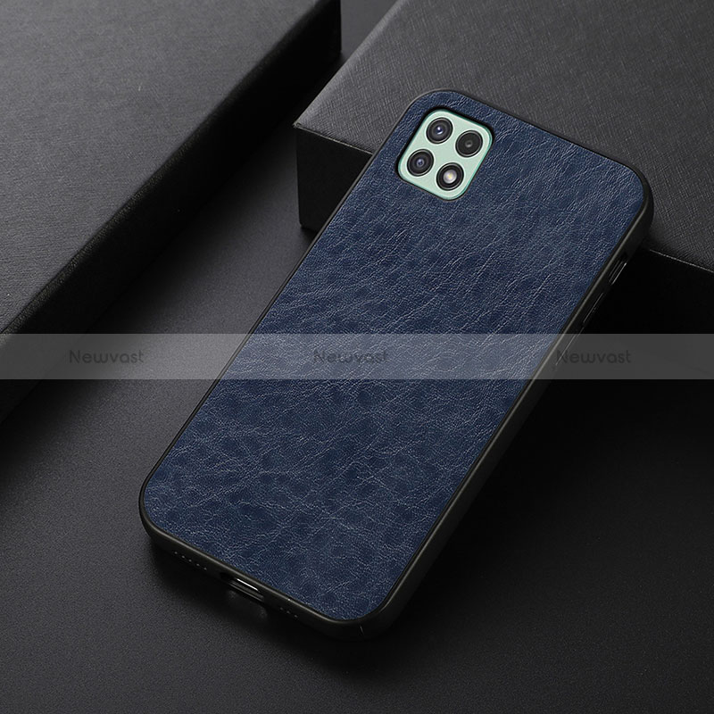 Soft Luxury Leather Snap On Case Cover B07H for Samsung Galaxy A22 5G Blue