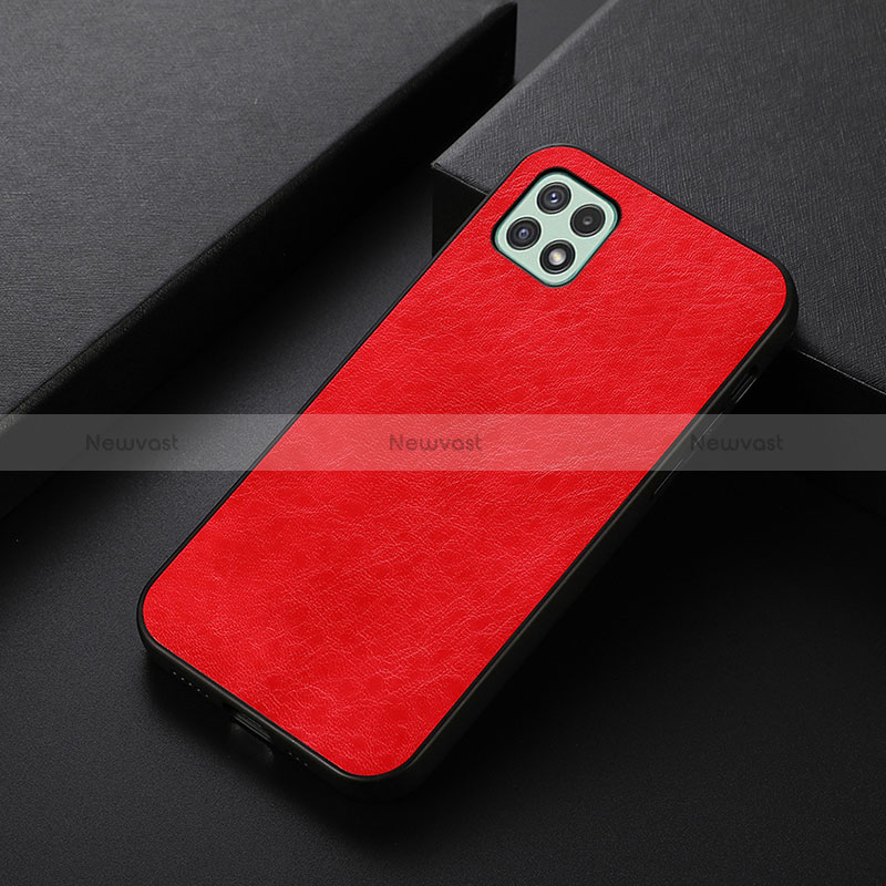 Soft Luxury Leather Snap On Case Cover B07H for Samsung Galaxy A22 5G Red