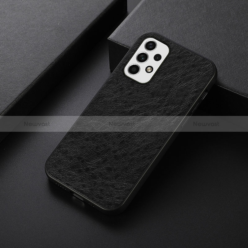 Soft Luxury Leather Snap On Case Cover B07H for Samsung Galaxy A23 4G Black