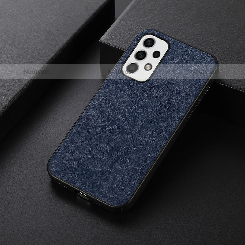 Soft Luxury Leather Snap On Case Cover B07H for Samsung Galaxy A23 5G Blue