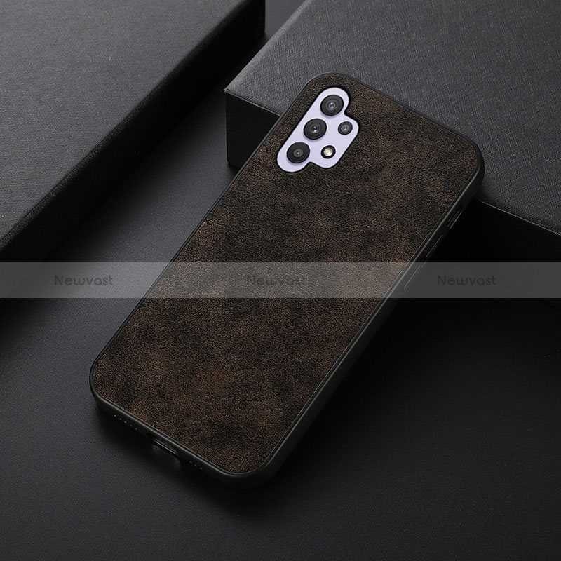 Soft Luxury Leather Snap On Case Cover B07H for Samsung Galaxy A32 4G Brown