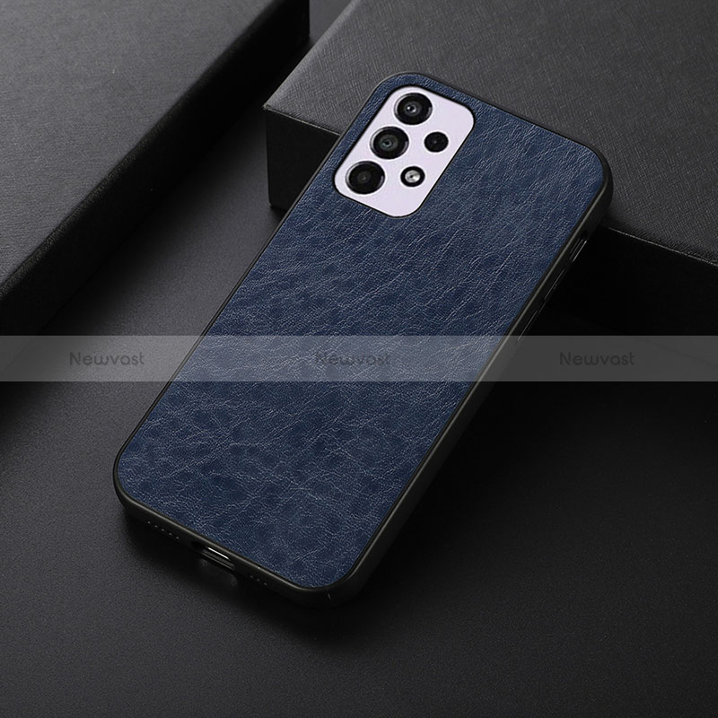 Soft Luxury Leather Snap On Case Cover B07H for Samsung Galaxy A33 5G Blue