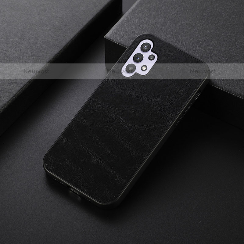 Soft Luxury Leather Snap On Case Cover B07H for Samsung Galaxy M32 5G Black