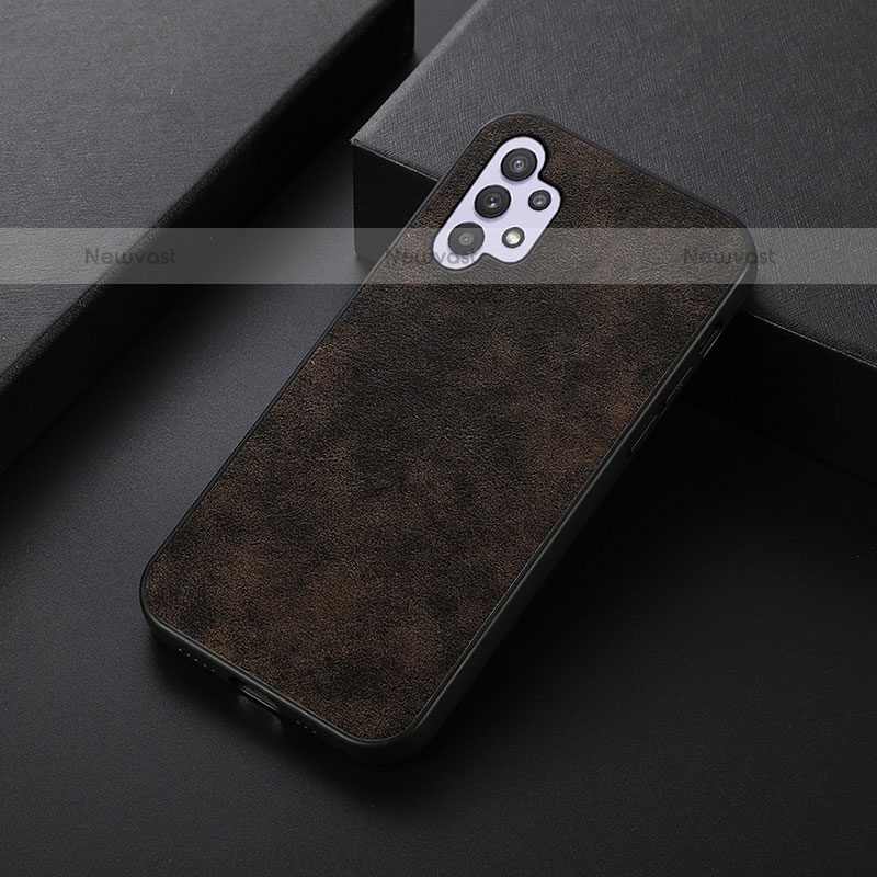 Soft Luxury Leather Snap On Case Cover B07H for Samsung Galaxy M32 5G Brown