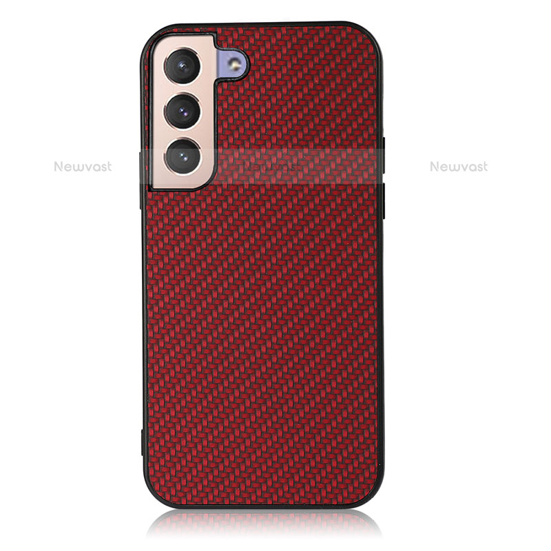 Soft Luxury Leather Snap On Case Cover B07H for Samsung Galaxy S21 Plus 5G Red