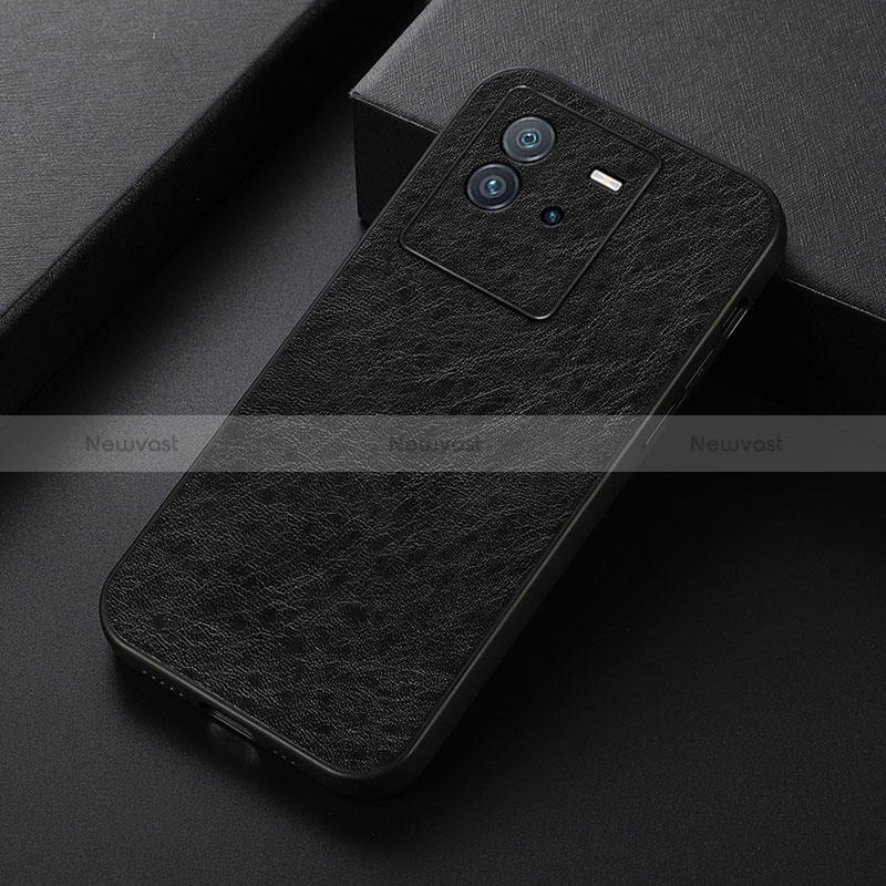 Soft Luxury Leather Snap On Case Cover B07H for Vivo iQOO Neo6 5G Black