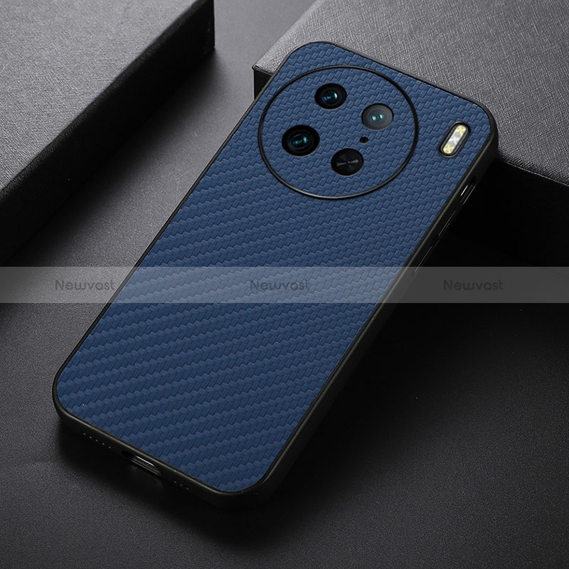 Soft Luxury Leather Snap On Case Cover B07H for Vivo X90 Pro 5G Blue