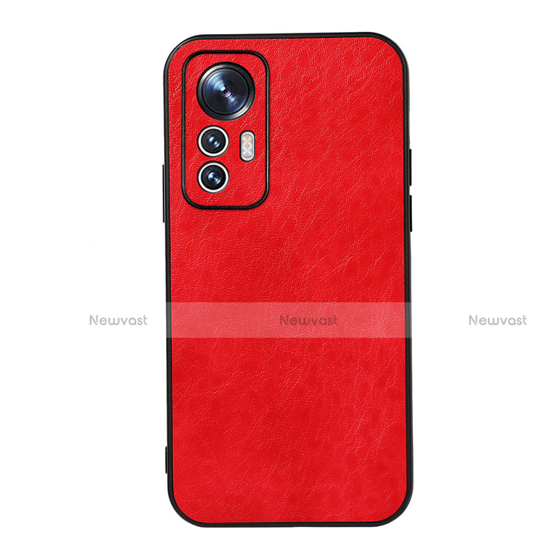 Soft Luxury Leather Snap On Case Cover B07H for Xiaomi Mi 12 5G Red