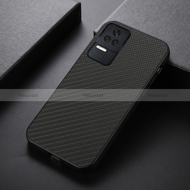 Soft Luxury Leather Snap On Case Cover B07H for Xiaomi Poco F4 5G Black