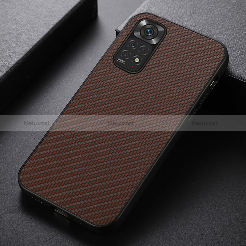 Soft Luxury Leather Snap On Case Cover B07H for Xiaomi Redmi Note 11 4G (2022) Brown