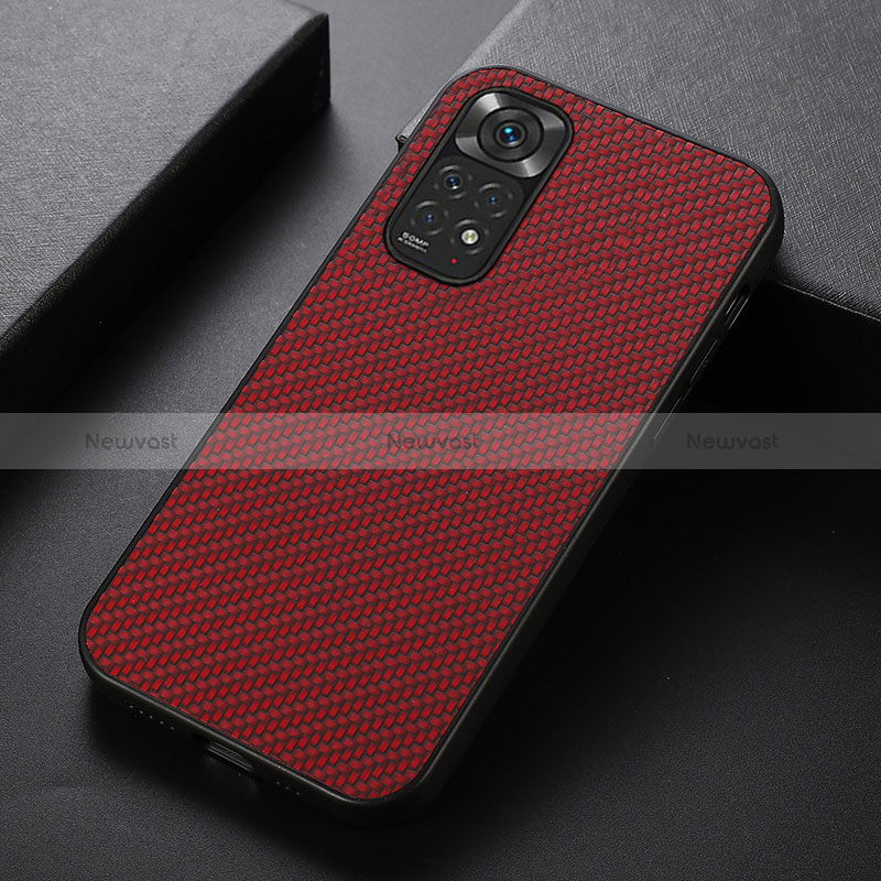 Soft Luxury Leather Snap On Case Cover B07H for Xiaomi Redmi Note 11 4G (2022) Red