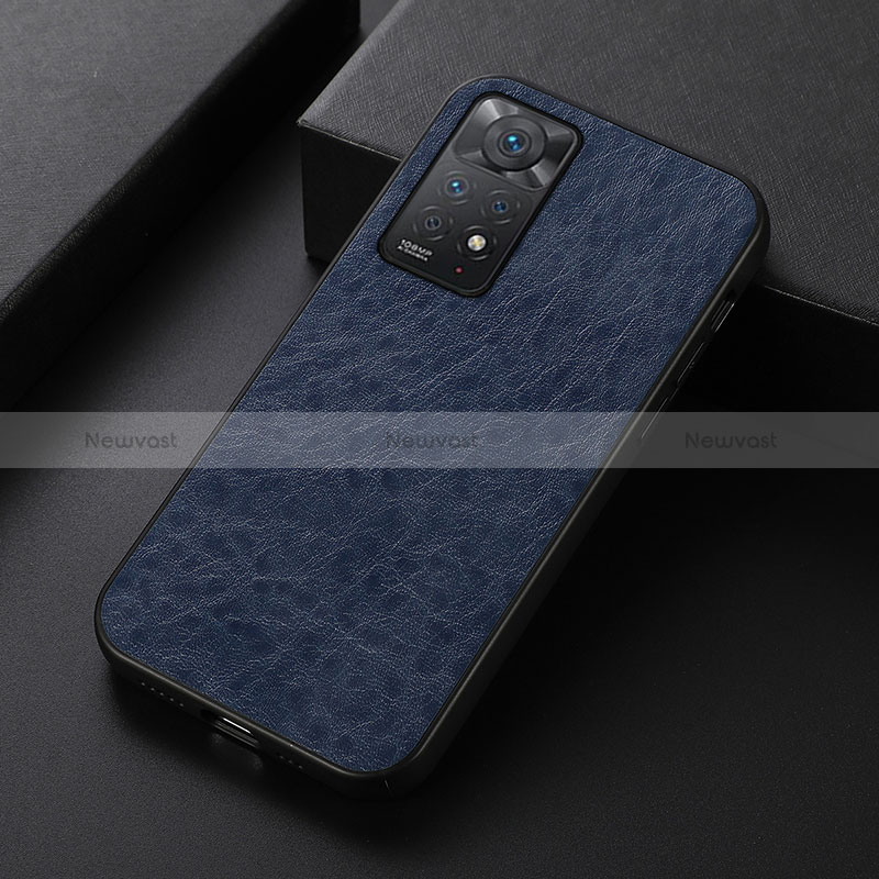 Soft Luxury Leather Snap On Case Cover B07H for Xiaomi Redmi Note 11 Pro 5G Blue