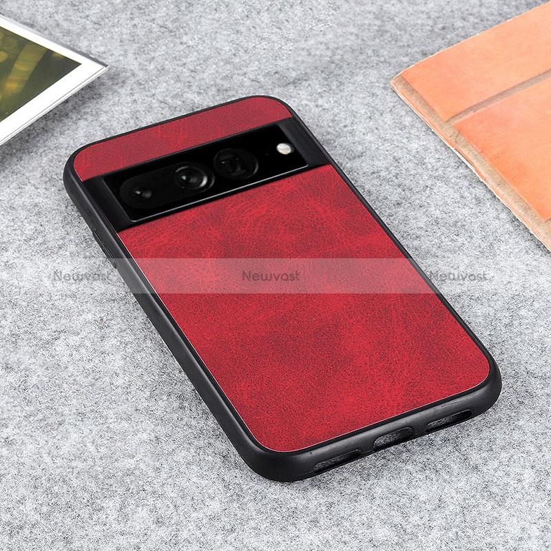 Soft Luxury Leather Snap On Case Cover B08H for Google Pixel 7 Pro 5G Red