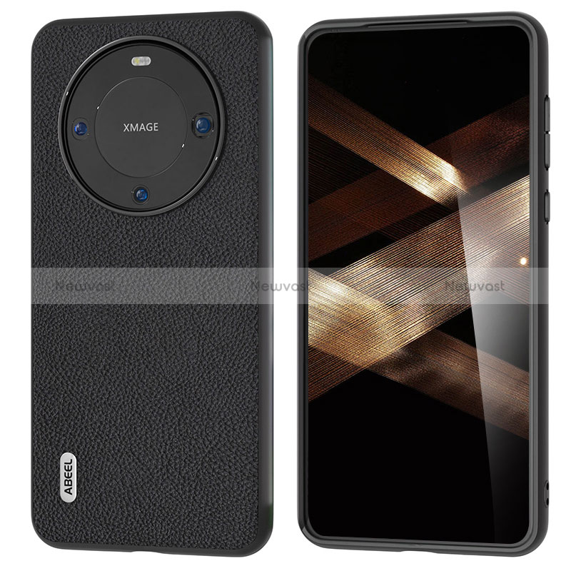 Soft Luxury Leather Snap On Case Cover B08H for Huawei Mate 60 Black