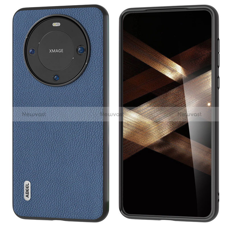 Soft Luxury Leather Snap On Case Cover B08H for Huawei Mate 60 Blue