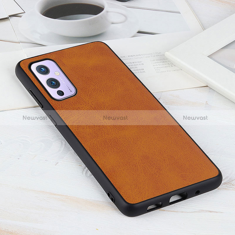 Soft Luxury Leather Snap On Case Cover B08H for OnePlus 9 5G Brown