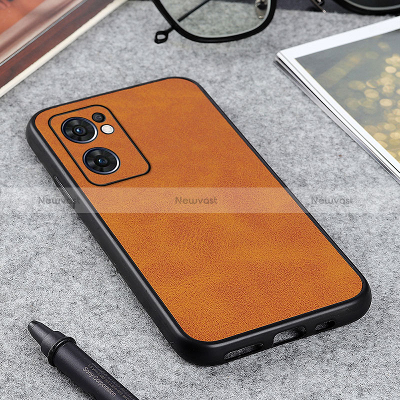 Soft Luxury Leather Snap On Case Cover B08H for Oppo Find X5 Lite 5G Brown
