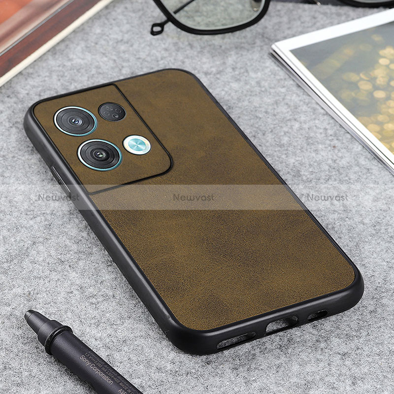 Soft Luxury Leather Snap On Case Cover B08H for Oppo Reno8 5G Green