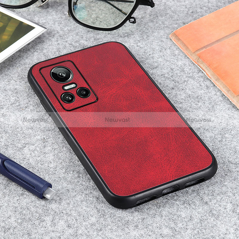 Soft Luxury Leather Snap On Case Cover B08H for Realme GT Neo3 5G Red