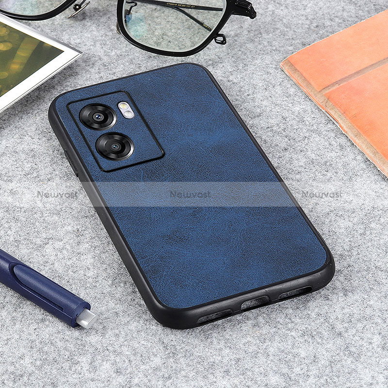 Soft Luxury Leather Snap On Case Cover B08H for Realme V23 5G Blue