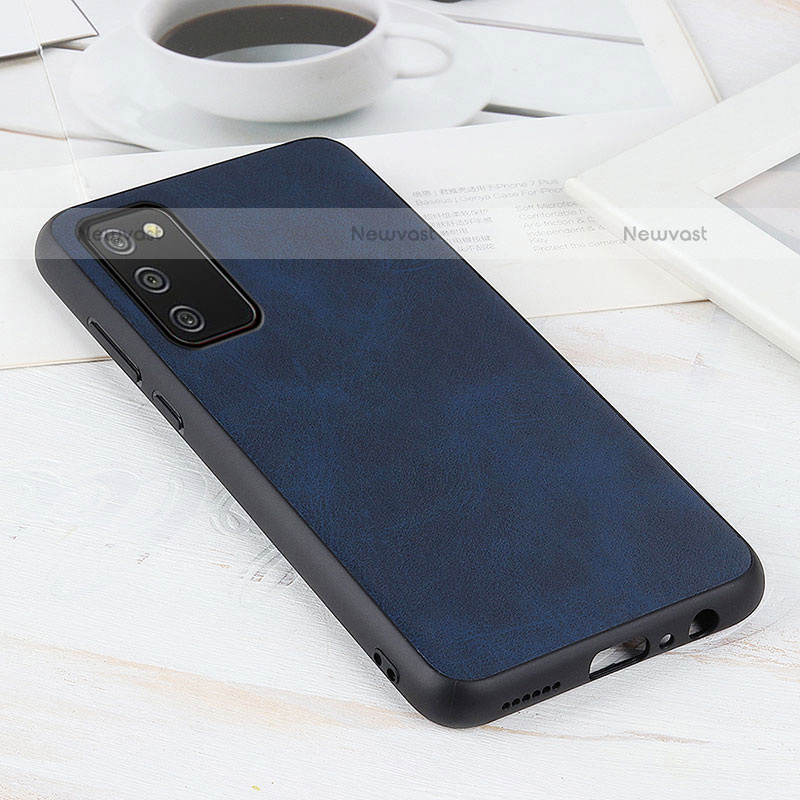 Soft Luxury Leather Snap On Case Cover B08H for Samsung Galaxy A02s Blue