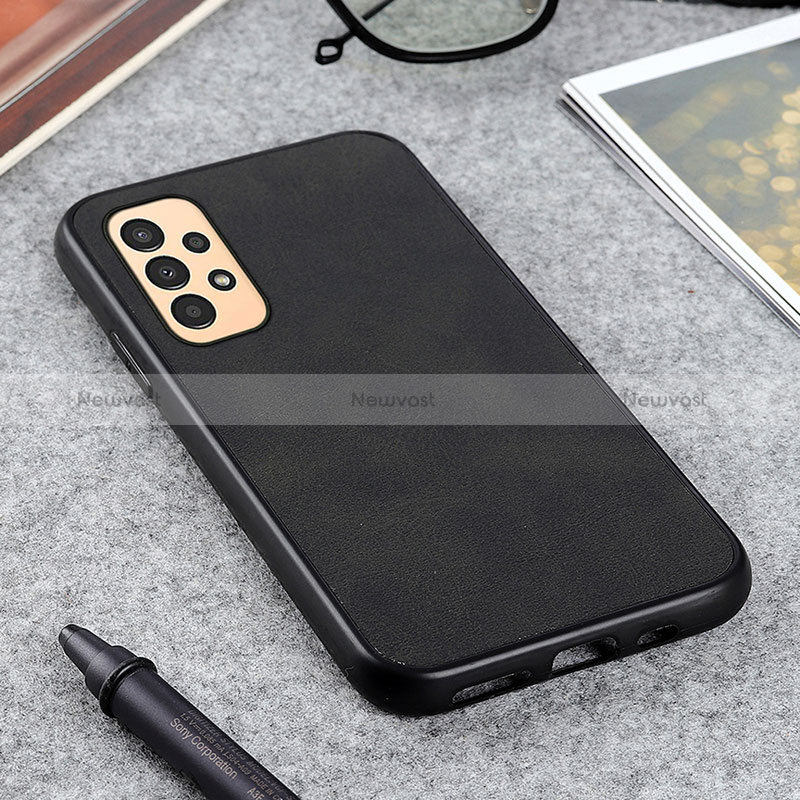 Soft Luxury Leather Snap On Case Cover B08H for Samsung Galaxy A13 4G Black