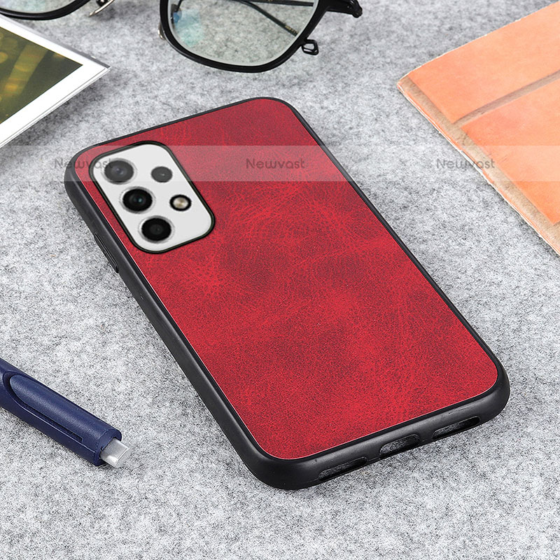 Soft Luxury Leather Snap On Case Cover B08H for Samsung Galaxy A23 5G Red