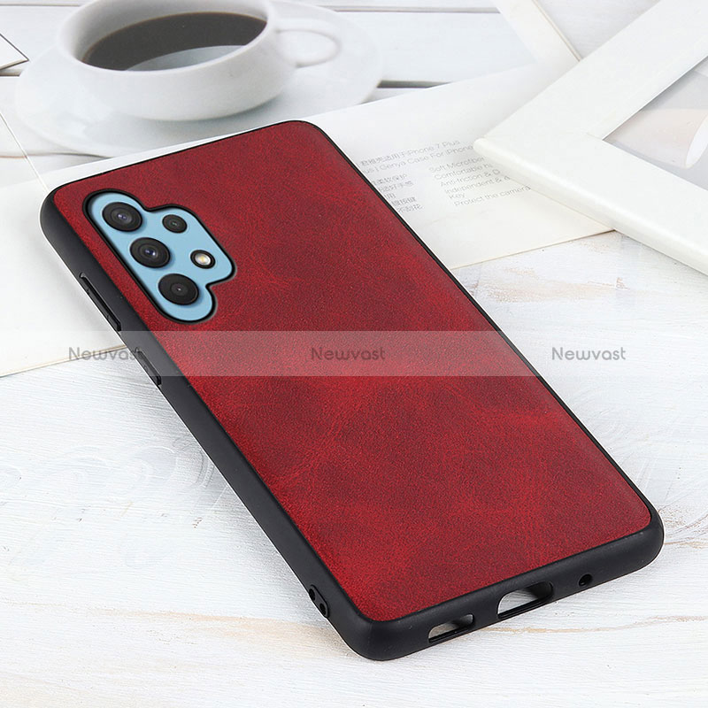 Soft Luxury Leather Snap On Case Cover B08H for Samsung Galaxy A32 4G Red