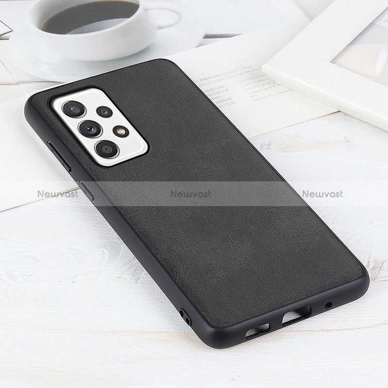 Soft Luxury Leather Snap On Case Cover B08H for Samsung Galaxy A52 5G Black