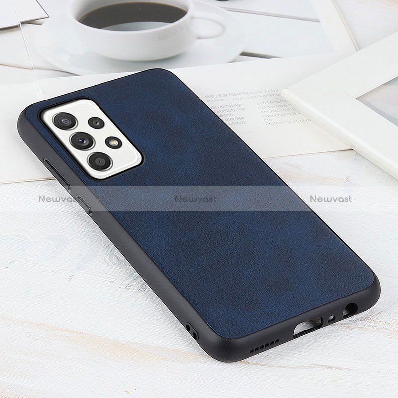 Soft Luxury Leather Snap On Case Cover B08H for Samsung Galaxy A52 5G Blue