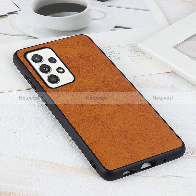 Soft Luxury Leather Snap On Case Cover B08H for Samsung Galaxy A52 5G Brown