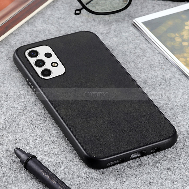 Soft Luxury Leather Snap On Case Cover B08H for Samsung Galaxy A53 5G Black