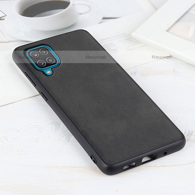 Soft Luxury Leather Snap On Case Cover B08H for Samsung Galaxy F12 Black