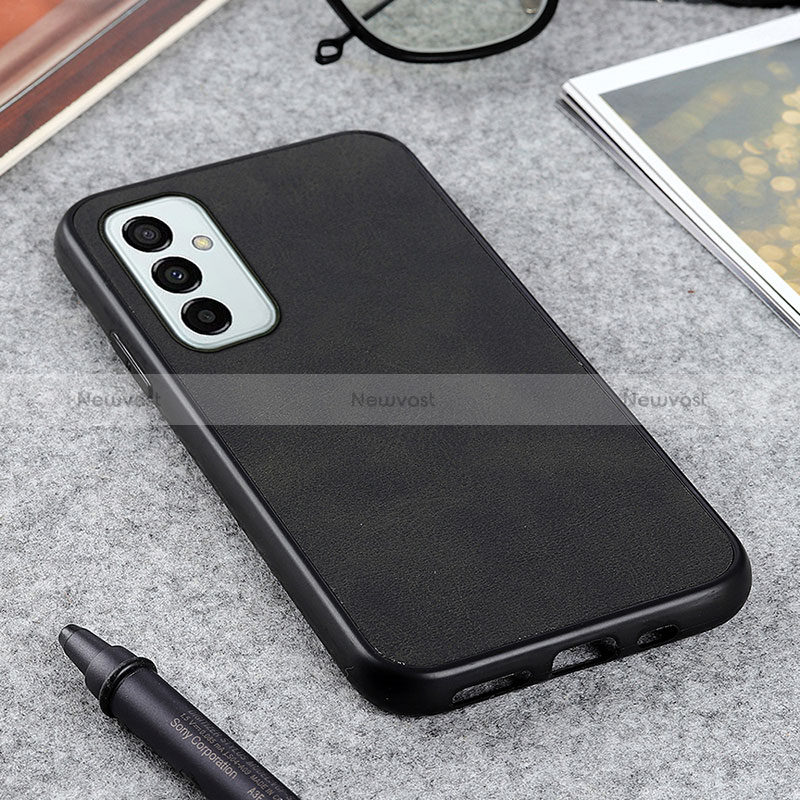 Soft Luxury Leather Snap On Case Cover B08H for Samsung Galaxy M23 5G Black