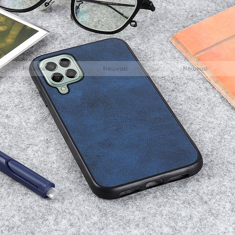 Soft Luxury Leather Snap On Case Cover B08H for Samsung Galaxy M33 5G Blue